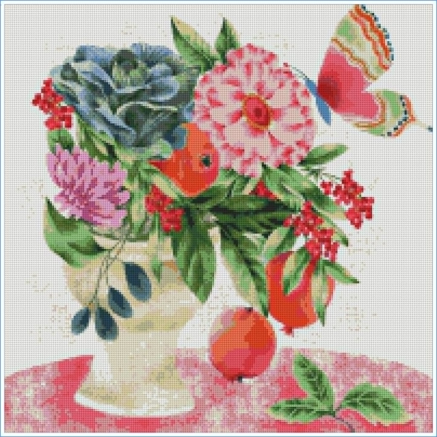Zinnias, Berries & Wings by Lisa Powell Braun – Diamond Art Kit (50x50cm)