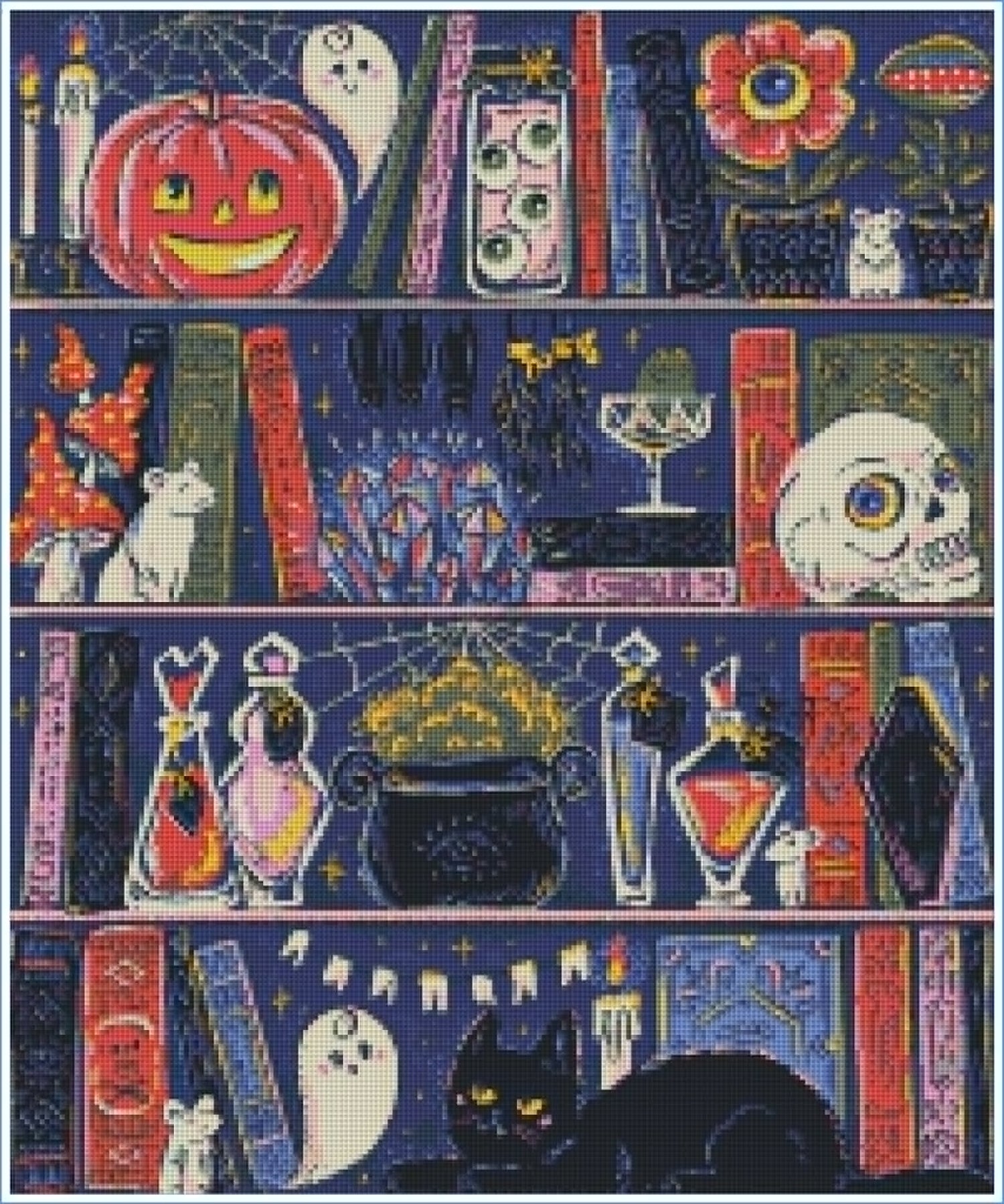 Halloween Shelfie by Hanna Symo- Diamond Art Kit (50x60cm, Square Drill)