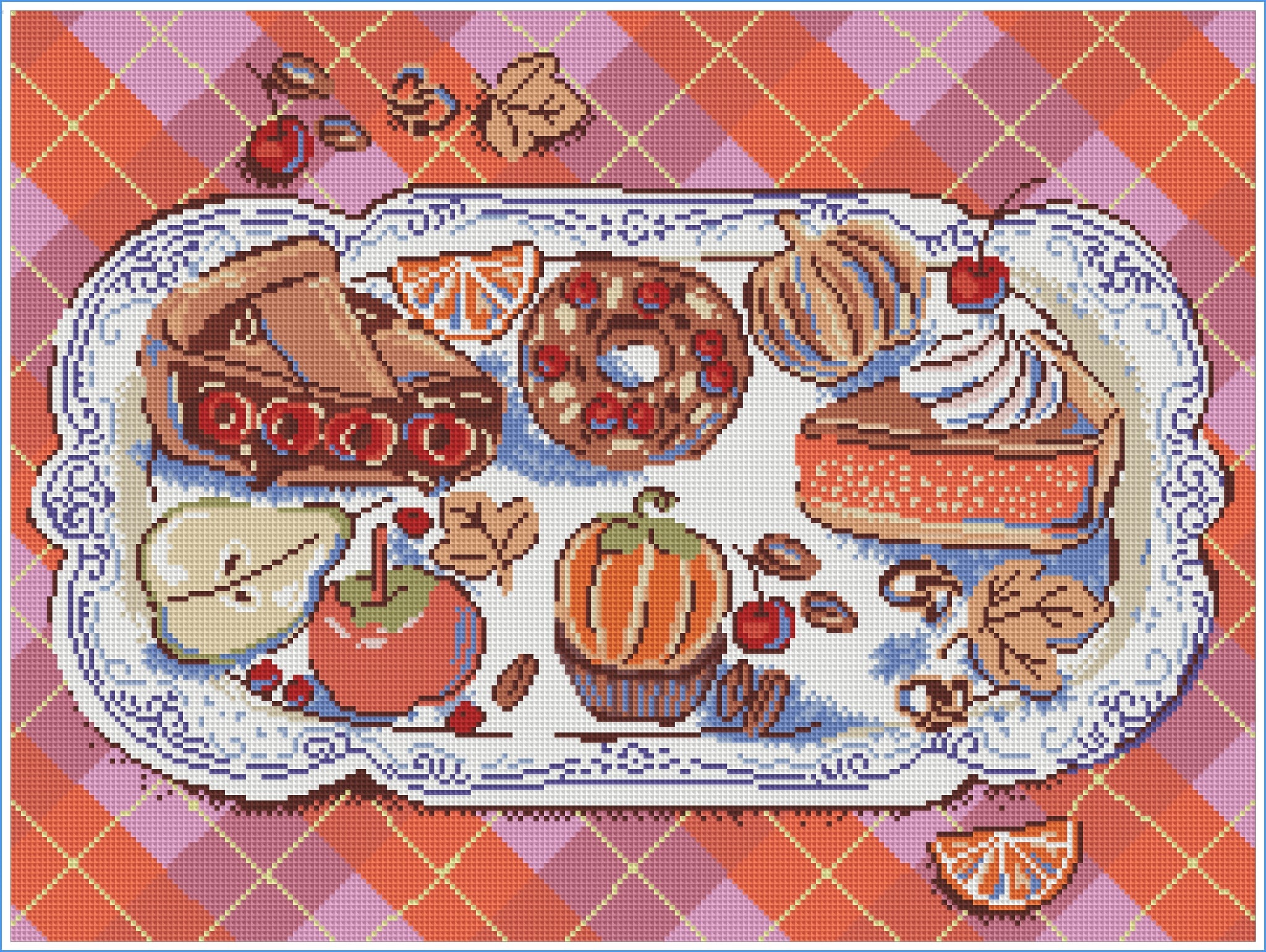 Autumn Dessert Tray by Hanna Symo- Diamond Art Kit (60x45cm, Square Drill) Hand Rendered