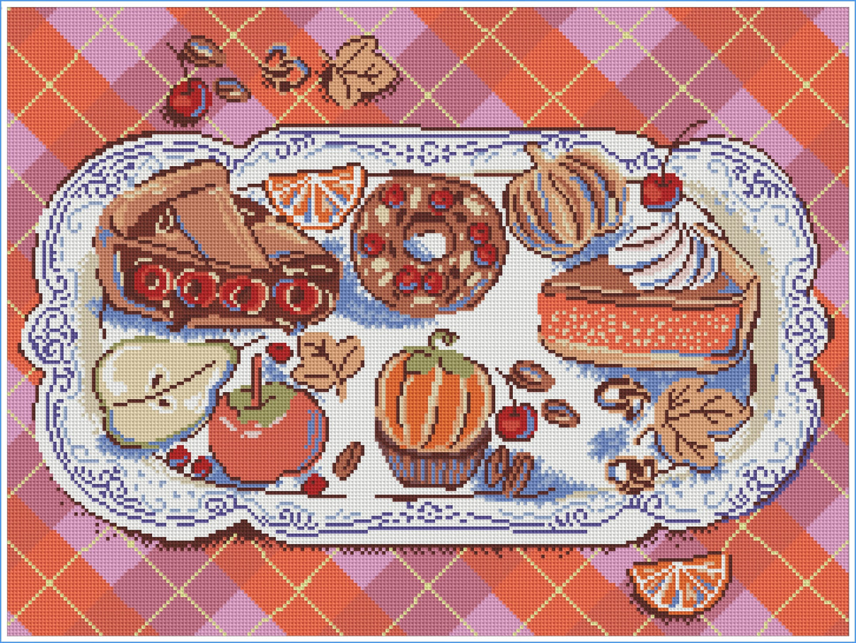 Autumn Dessert Tray by Hanna Symo- Diamond Art Kit (60x45cm, Square Drill) Hand Rendered