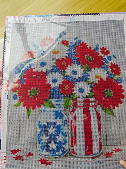 Stars & Stripes Bouquet- Diamond Art Kit (40x50cm, Square Drill)