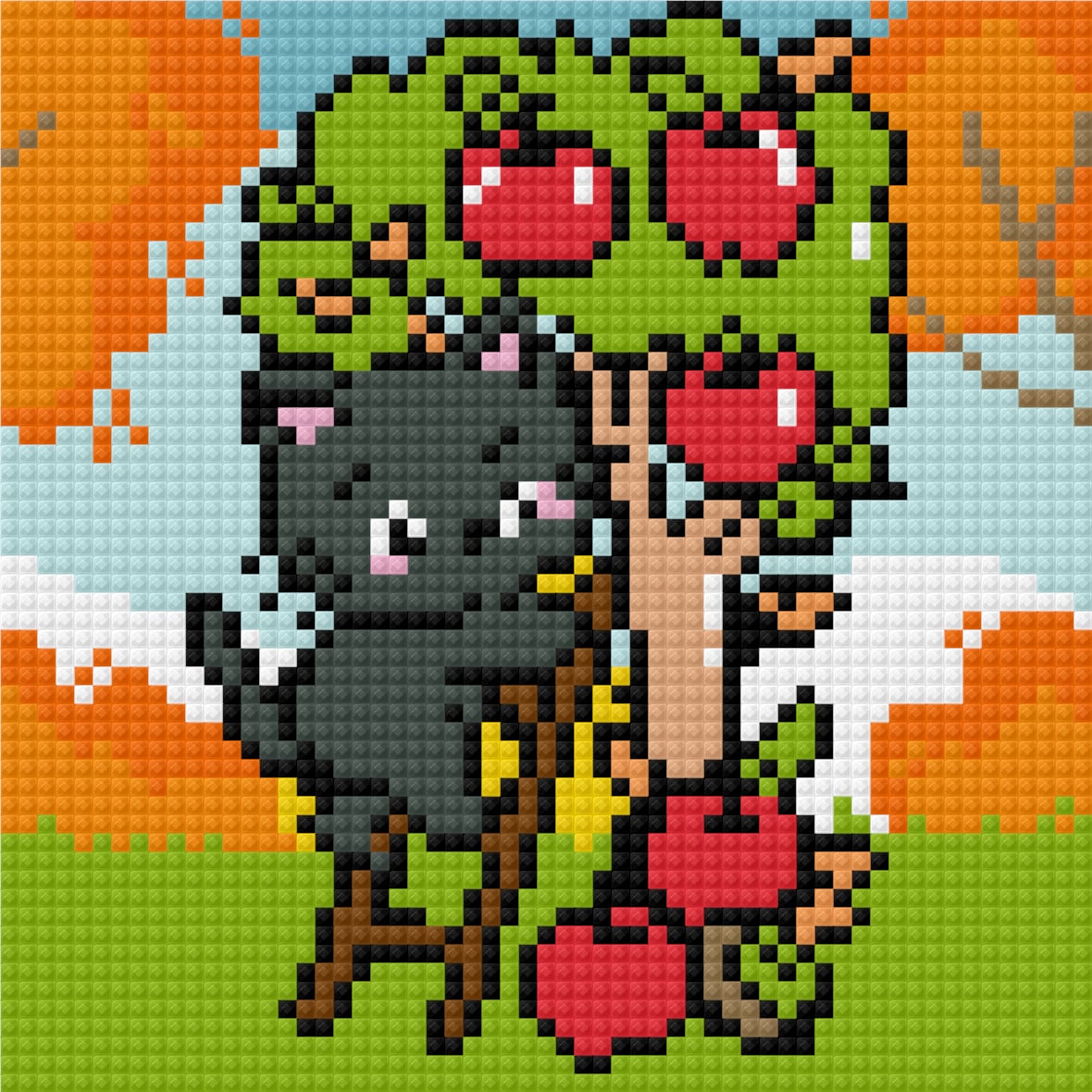 Apple Picking Kitty by Blumensdiary – little whimsies Mini Diamond Art Set