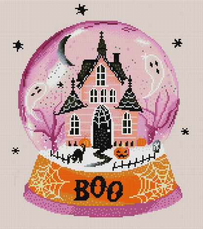 Pink Haunted Snow Globe by Rose Halsey- Diamond Art Kit (40x45cm, Square Drill)