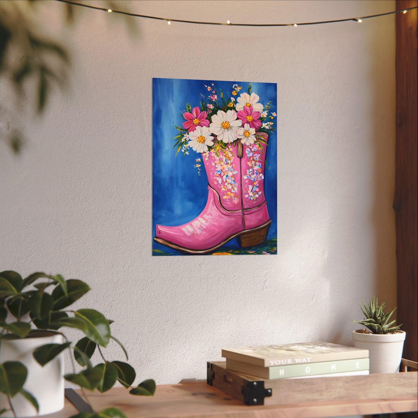 Petals in Pink Leather Watercolor Poster