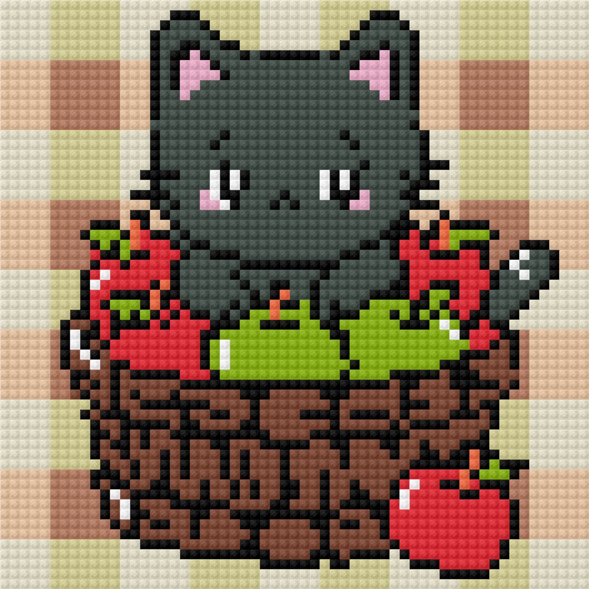 Apple Picking Kitty by Blumensdiary – little whimsies Mini Diamond Art Set