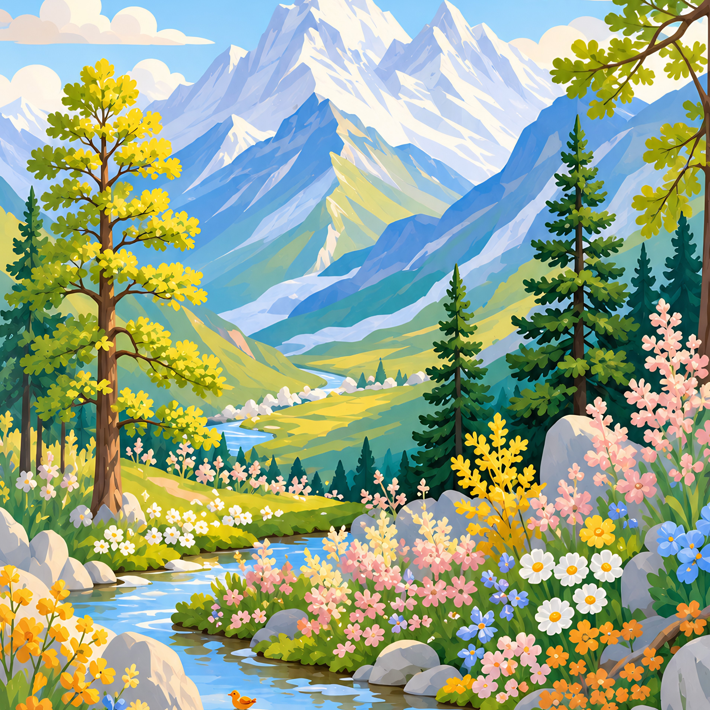 Alpine Bloom- Diamond Art Kit (40x60cm, Square Drill)