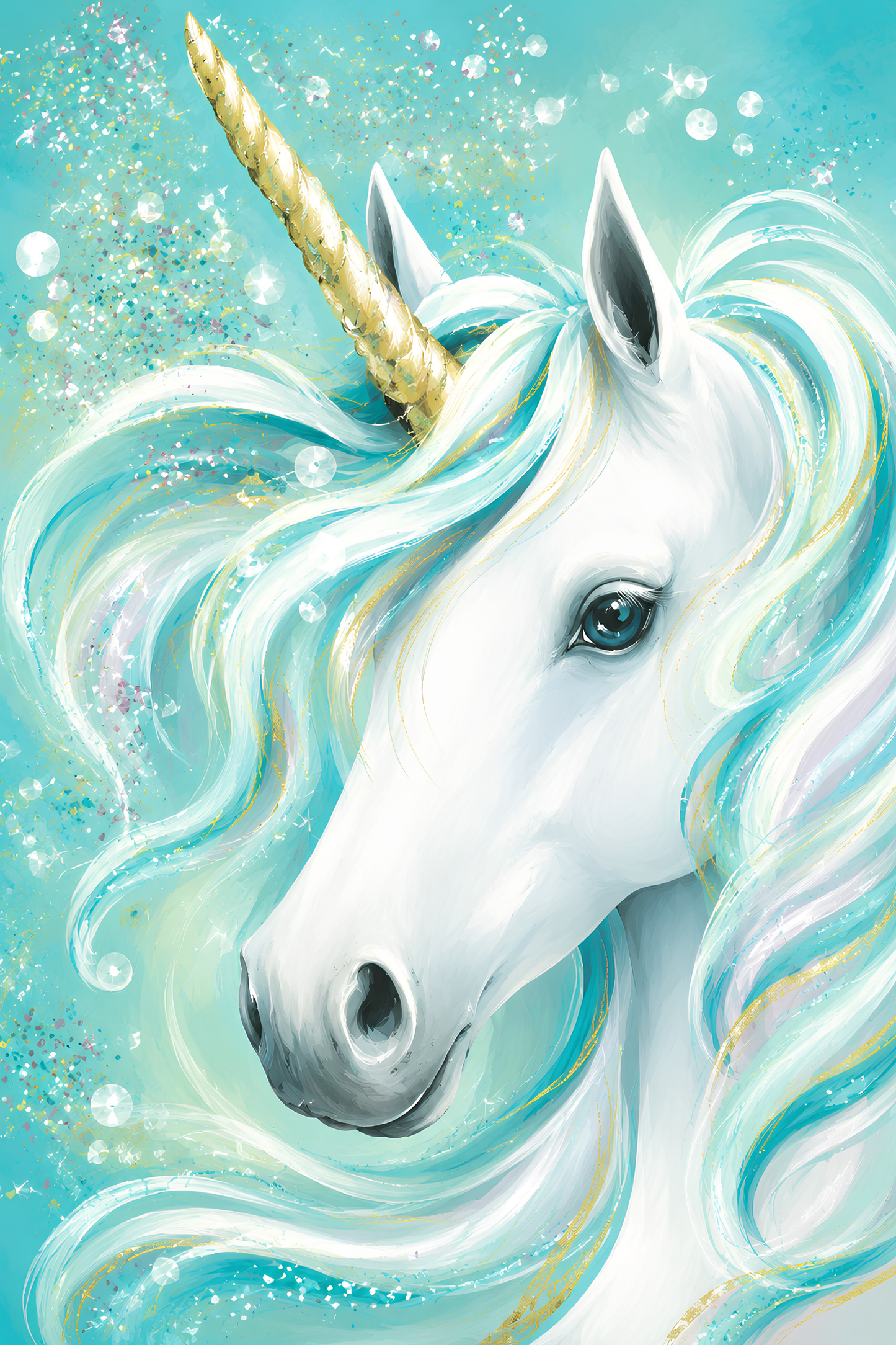 Aqua Magic Unicorn- Diamond Art Kit (40x60cm, Square Drill)