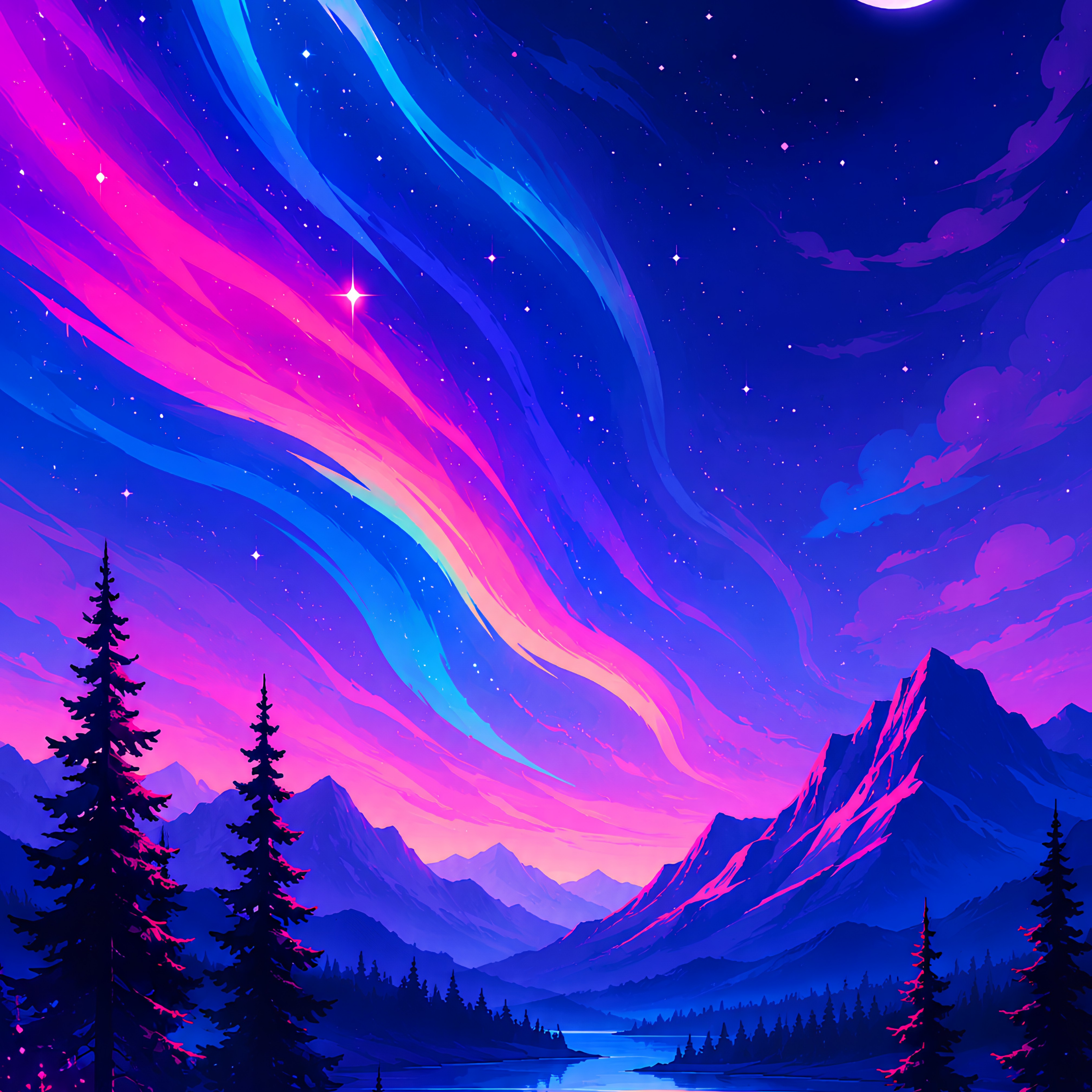 Aurora After Dark- Diamond Art Kit (40x60cm, Round Drill)