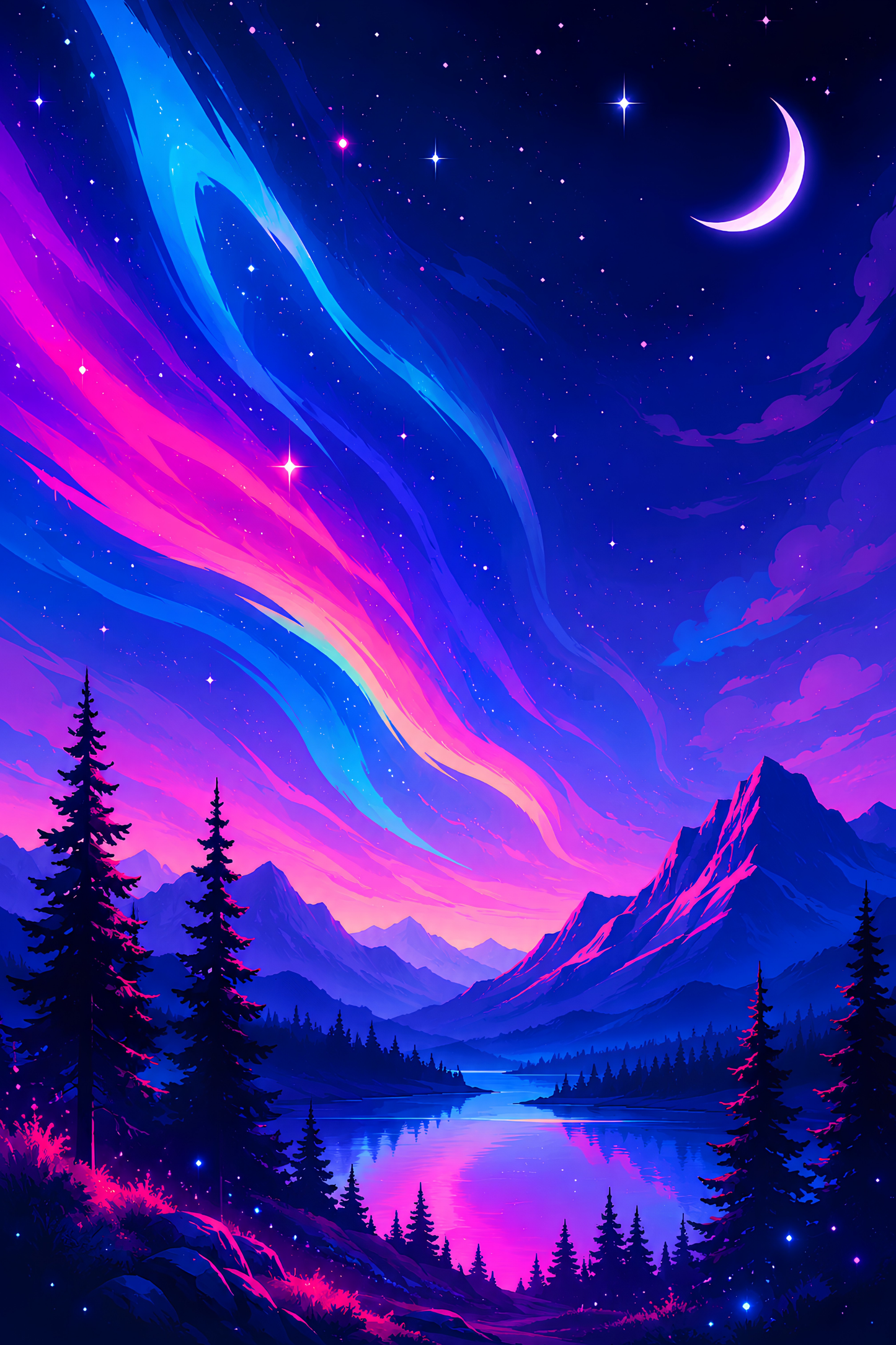 Aurora After Dark- Diamond Art Kit (40x60cm, Round Drill)