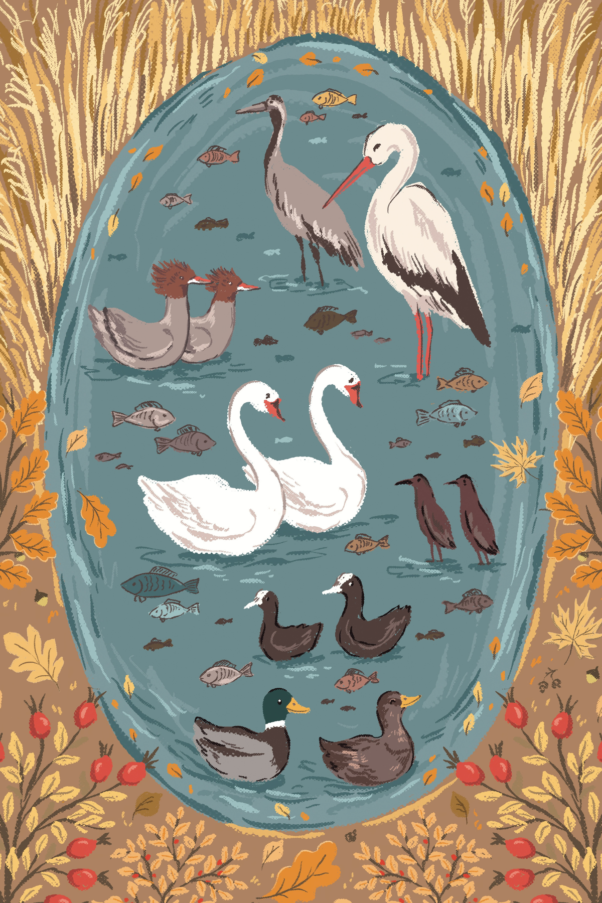 Autumn Pond Birds by Hanna Symo- Diamond Art Kit (50x75cm)