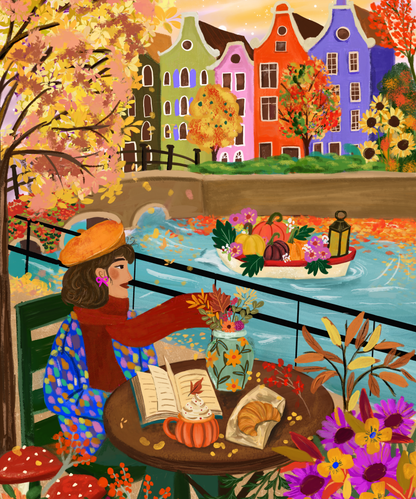 Autumn in Amsterdam by Eva Jael Edwin – Diamond Art Kit (50x60cm, Square Drill)