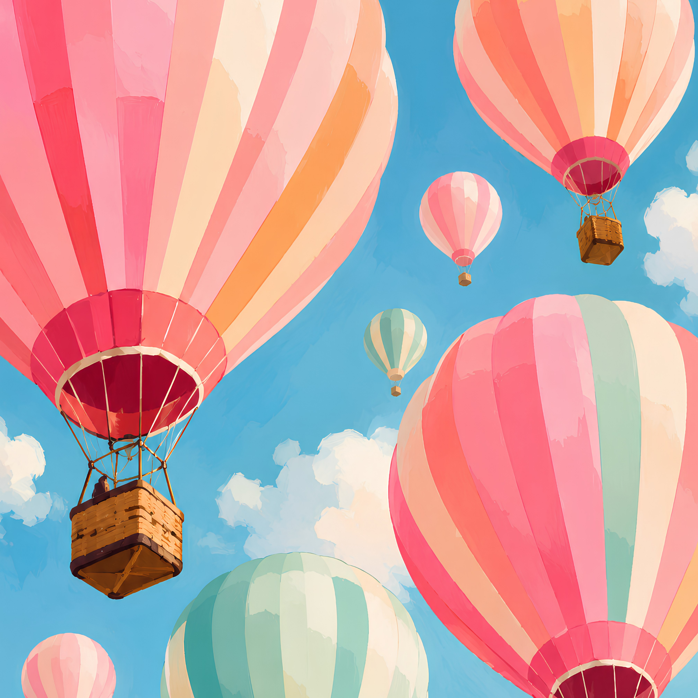 Balloons in the Clouds- Diamond Art Kit (40x60cm, Round Drill)