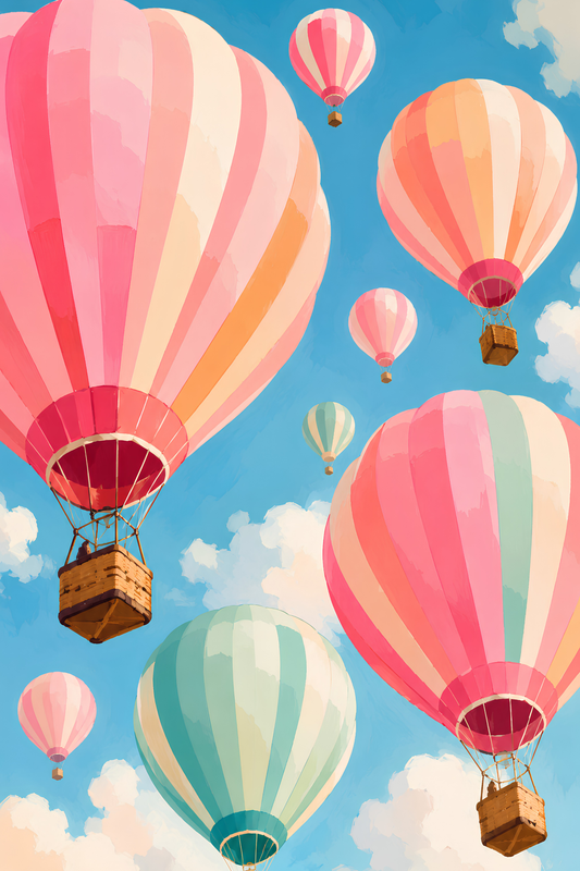Balloons in the Clouds- Diamond Art Kit (40x60cm, Round Drill)