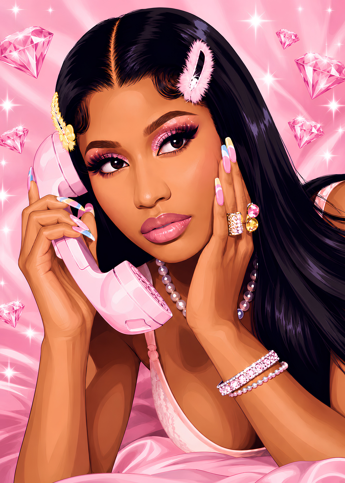 Barbz on the Line- Diamond Art Kit (50x70cm, Square Drill)