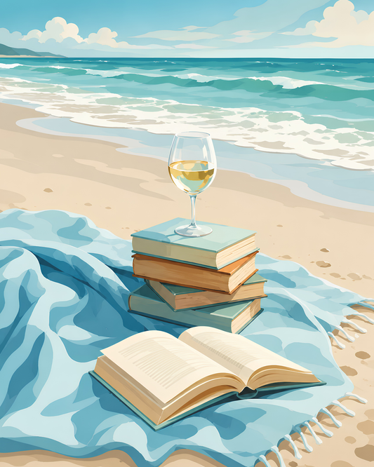 Beach Reads & Chardonnay - Diamond Art Kit (40x50cm, Round Drill)