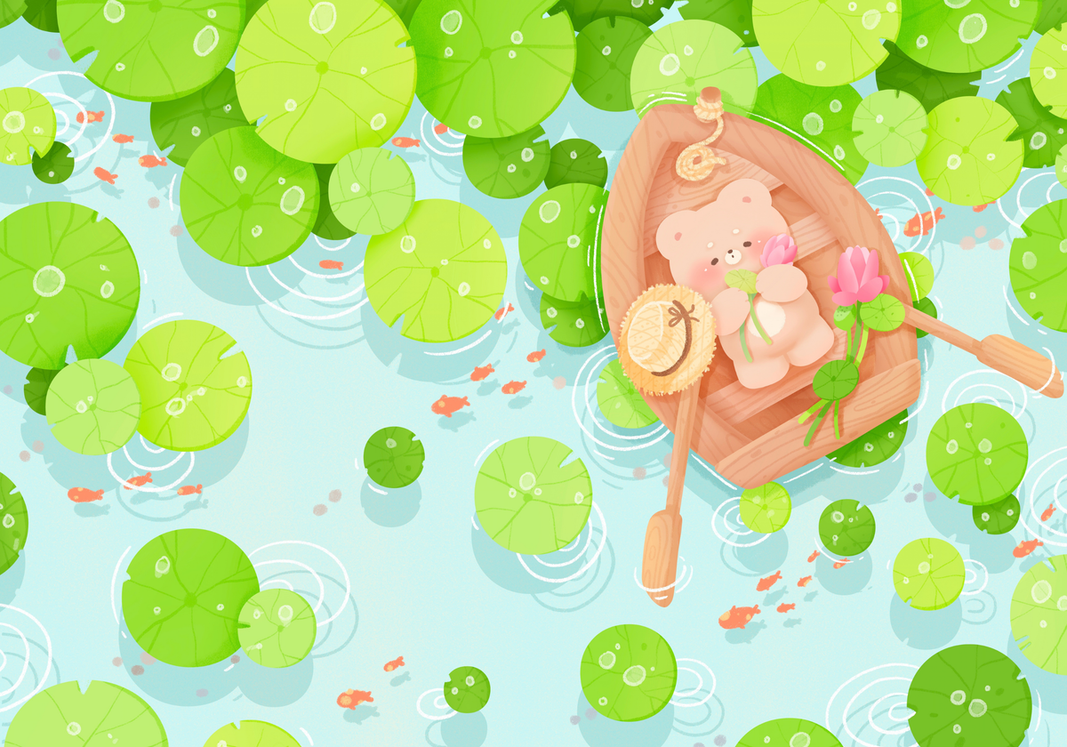 Bear’s Lily Pond Adventure by CraaftyQueen – Diamond Art Kit (50x35cm Round Drill) Hand Rendered