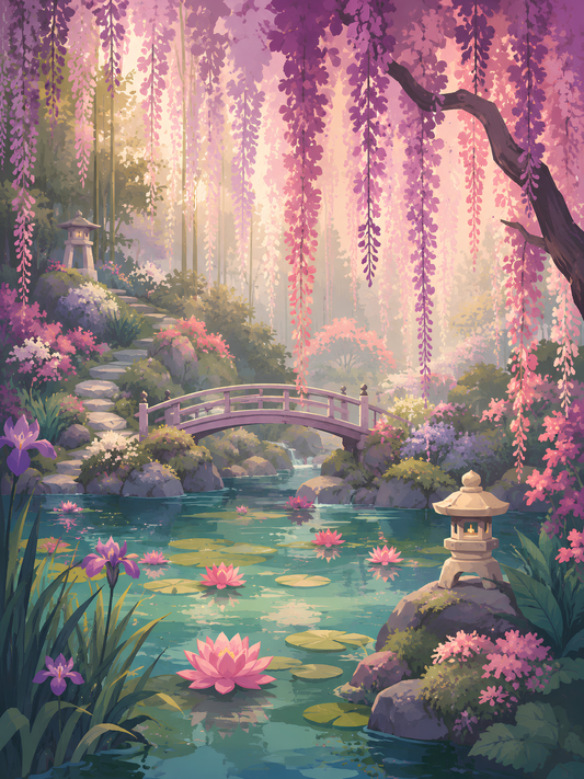 Beneath the Wisteria- Diamond Art Kit (45x60cm, Square Drill)