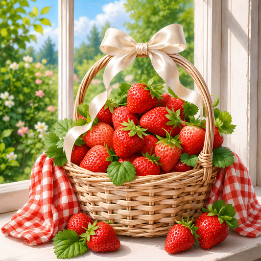 Berry Basket Bliss- Diamond Art Kit (40x40cm, Round Drill)
