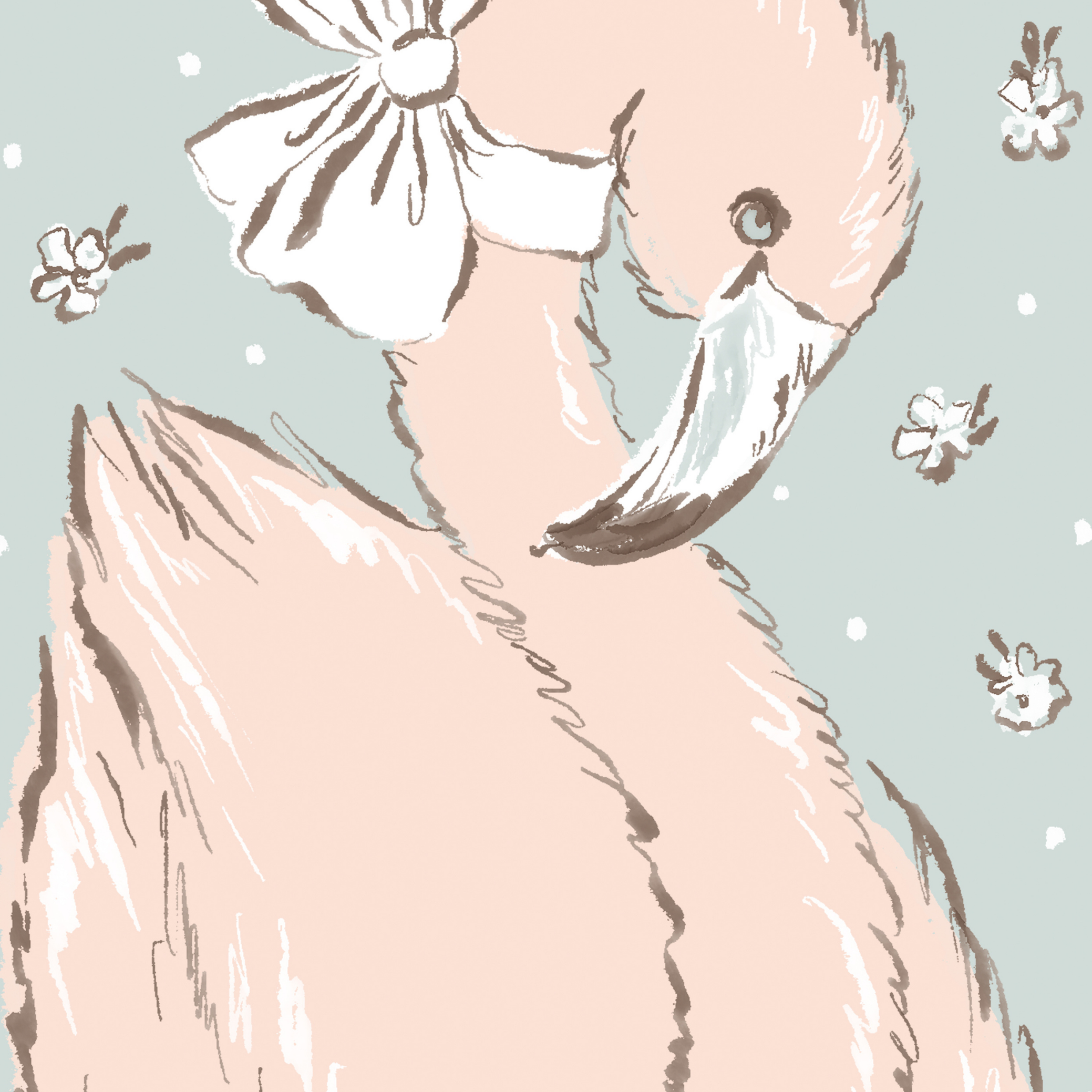 Blossom Bow Flamingo by Hanna Symo- Diamond Art Kit (40x60cm, Round Drill)