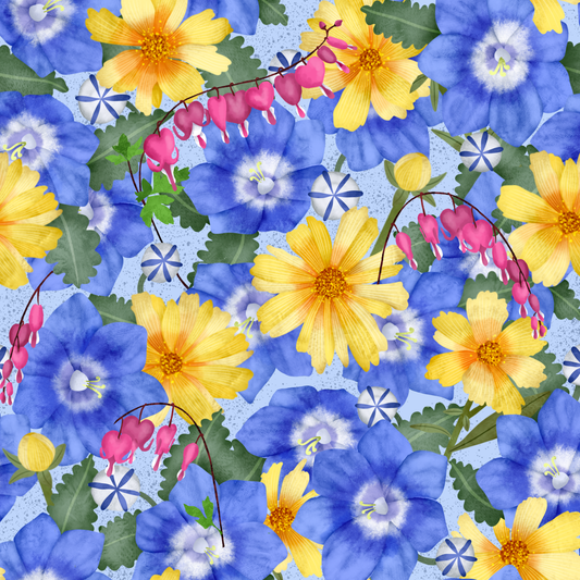 Blue Bellflower by Wickie Rowland- Diamond Art Kit (50x50cm, Round Drill)