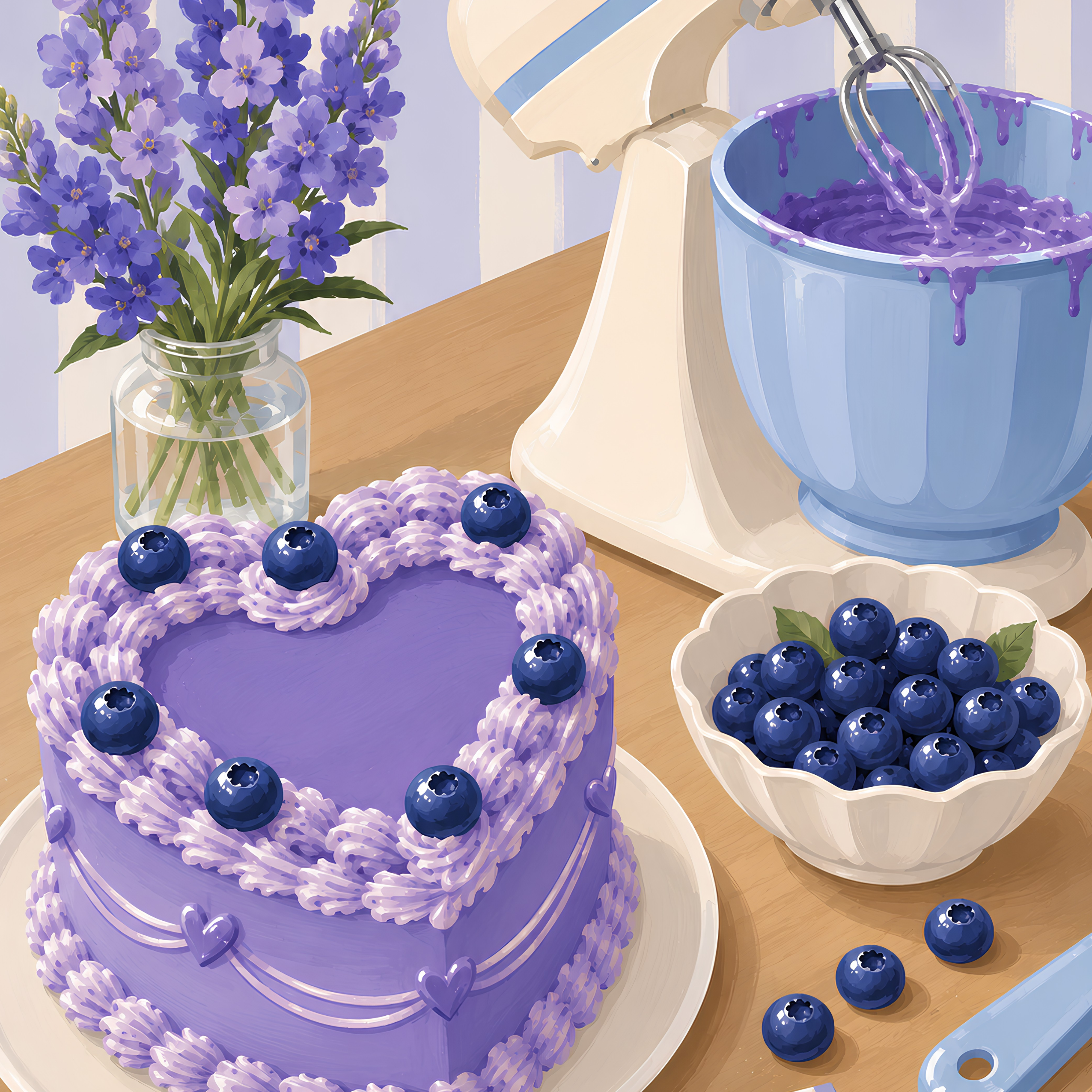 Blueberry Buttercream- Diamond Art Kit (45x60cm, Square Drill)