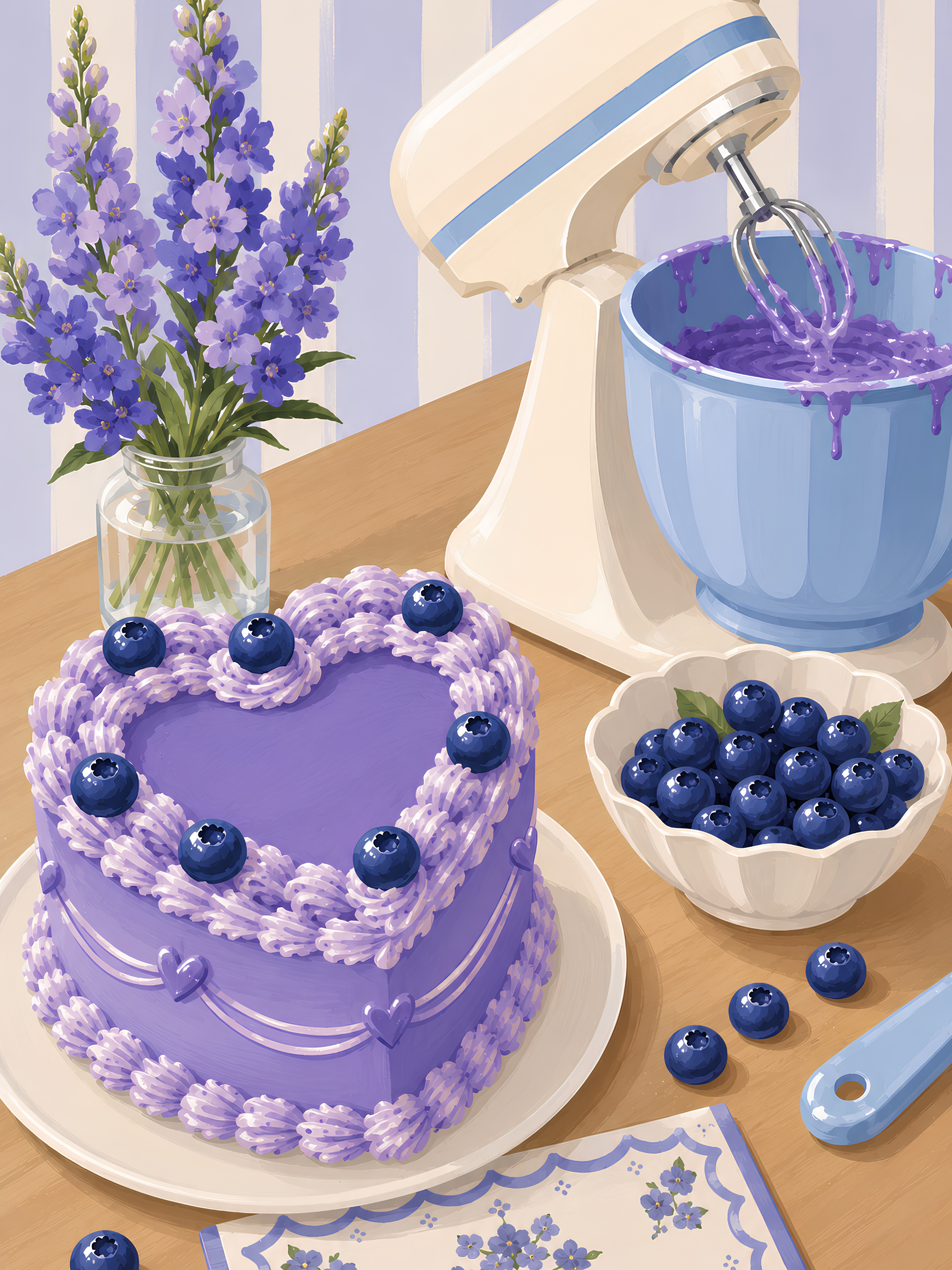 Blueberry Buttercream- Diamond Art Kit (45x60cm, Square Drill)