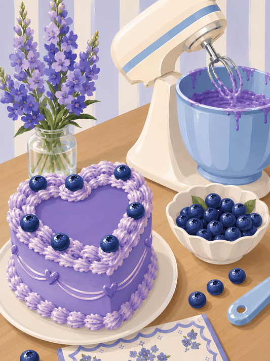 Blueberry Buttercream- Diamond Art Kit (45x60cm, Square Drill)