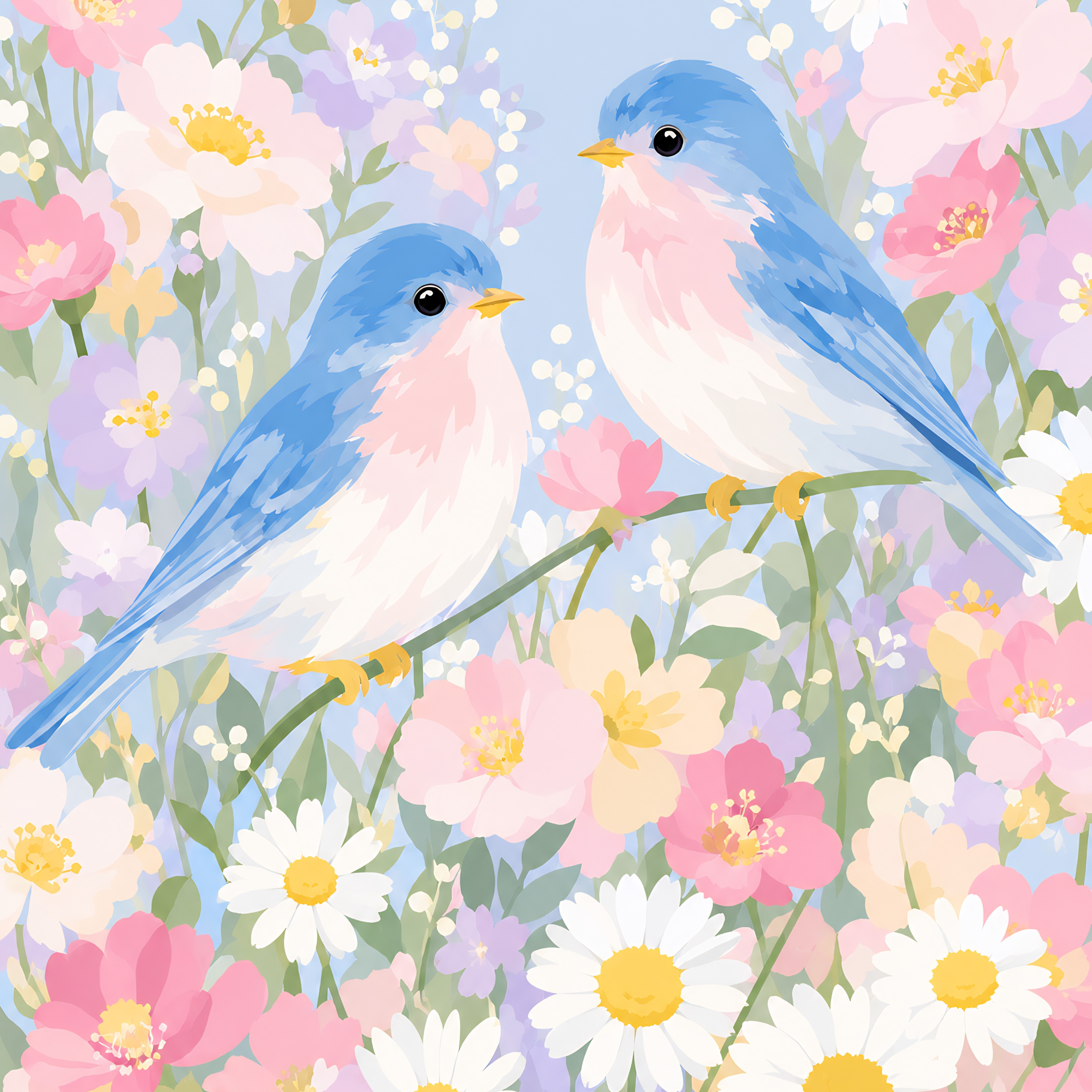 Bluebird Garden- Diamond Art Kit (40x50cm, Square Drill)