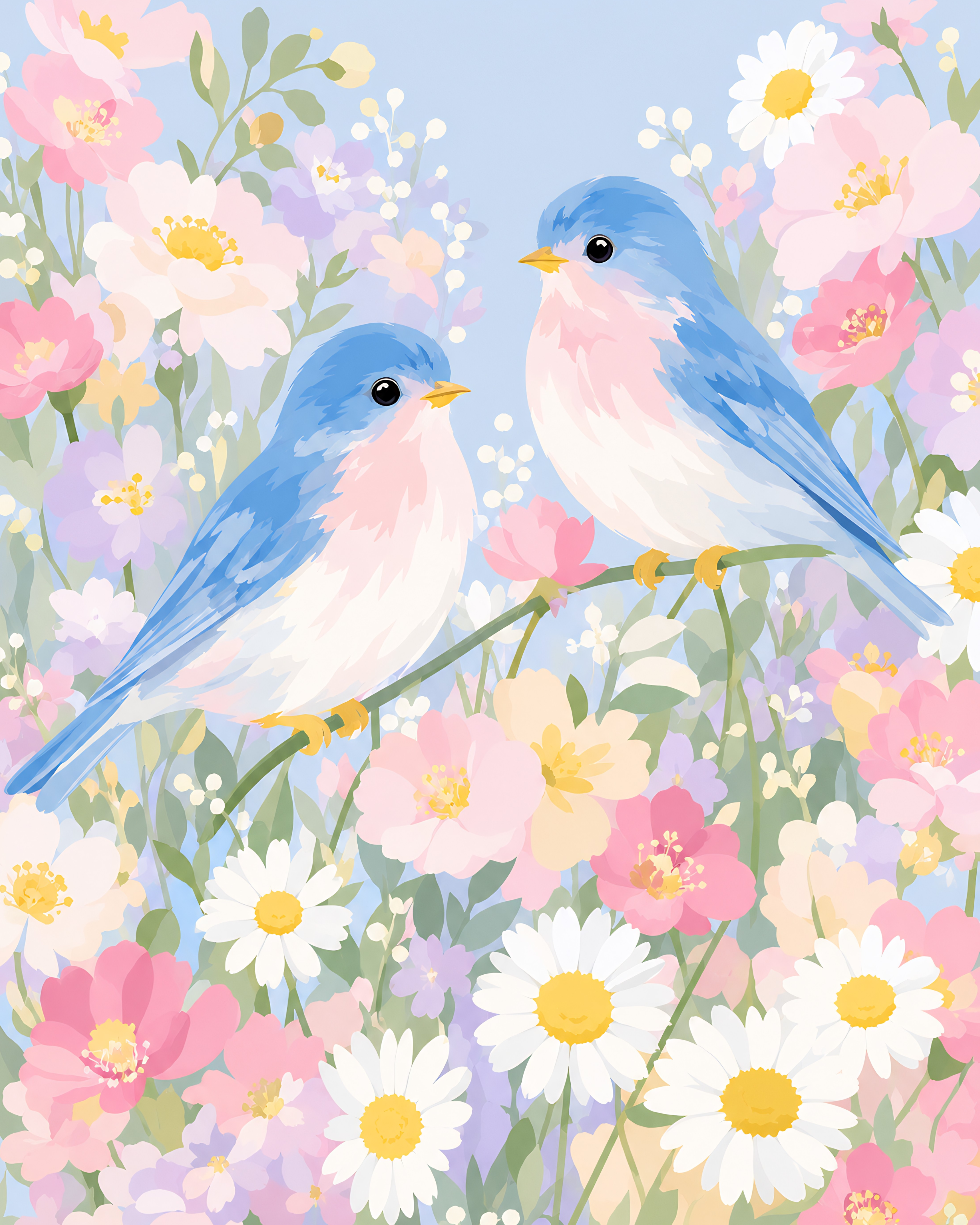 Bluebird Garden- Diamond Art Kit (40x50cm, Round Drill)