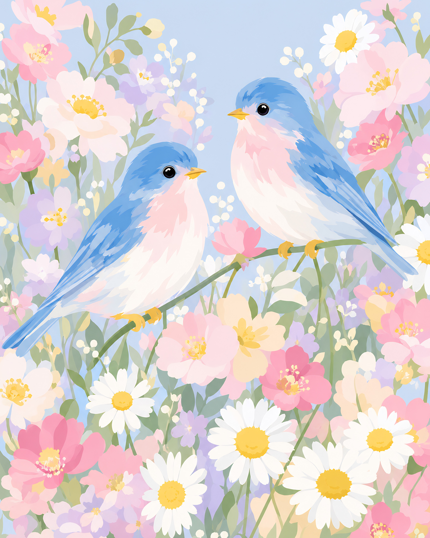 Bluebird Garden- Diamond Art Kit (40x50cm, Round Drill)