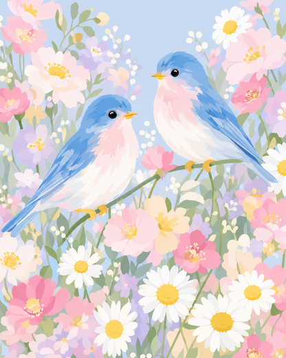 Bluebird Garden- Diamond Art Kit (40x50cm, Round Drill)