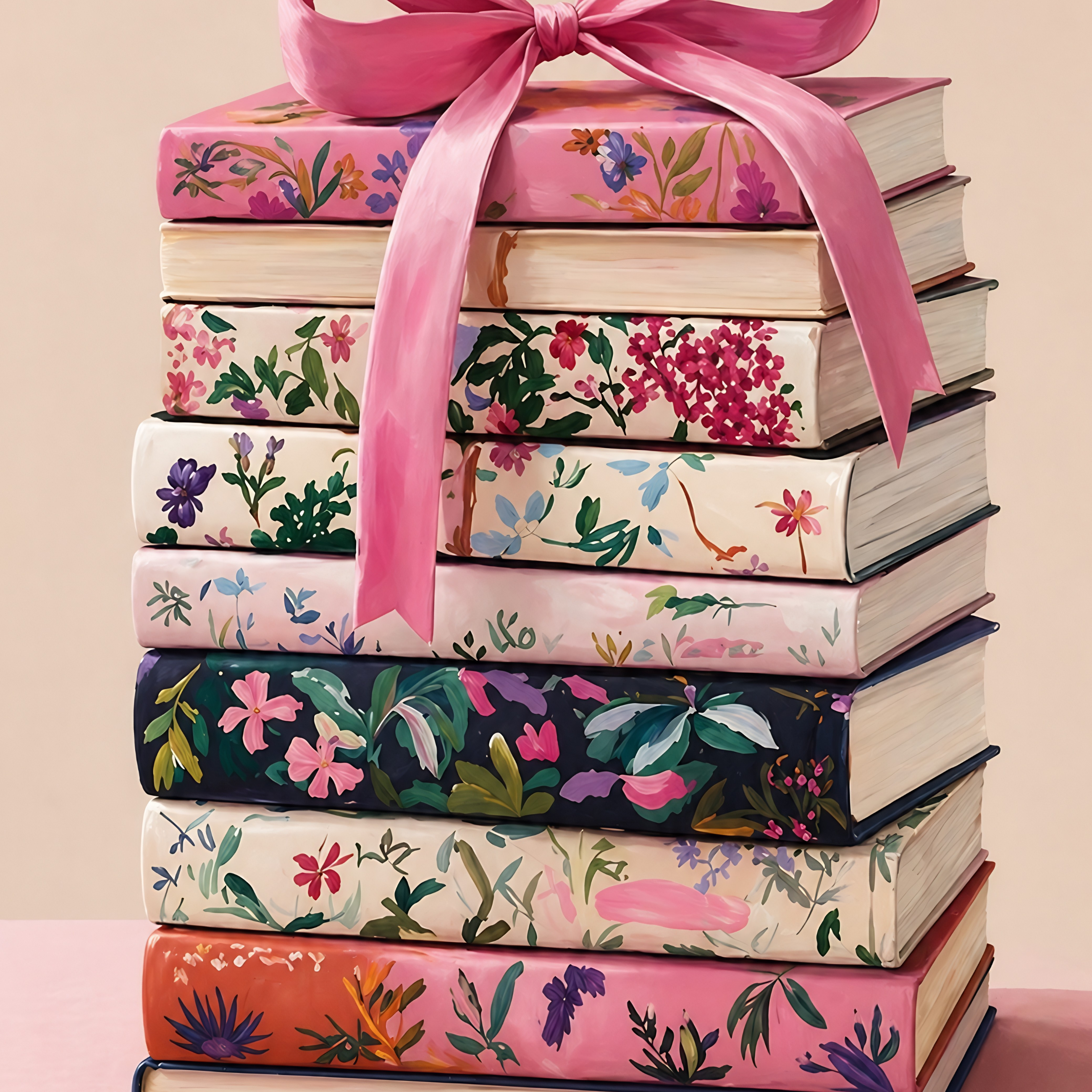 Blush Library Stack- Diamond Art Kit (40x50cm, Square Drill)