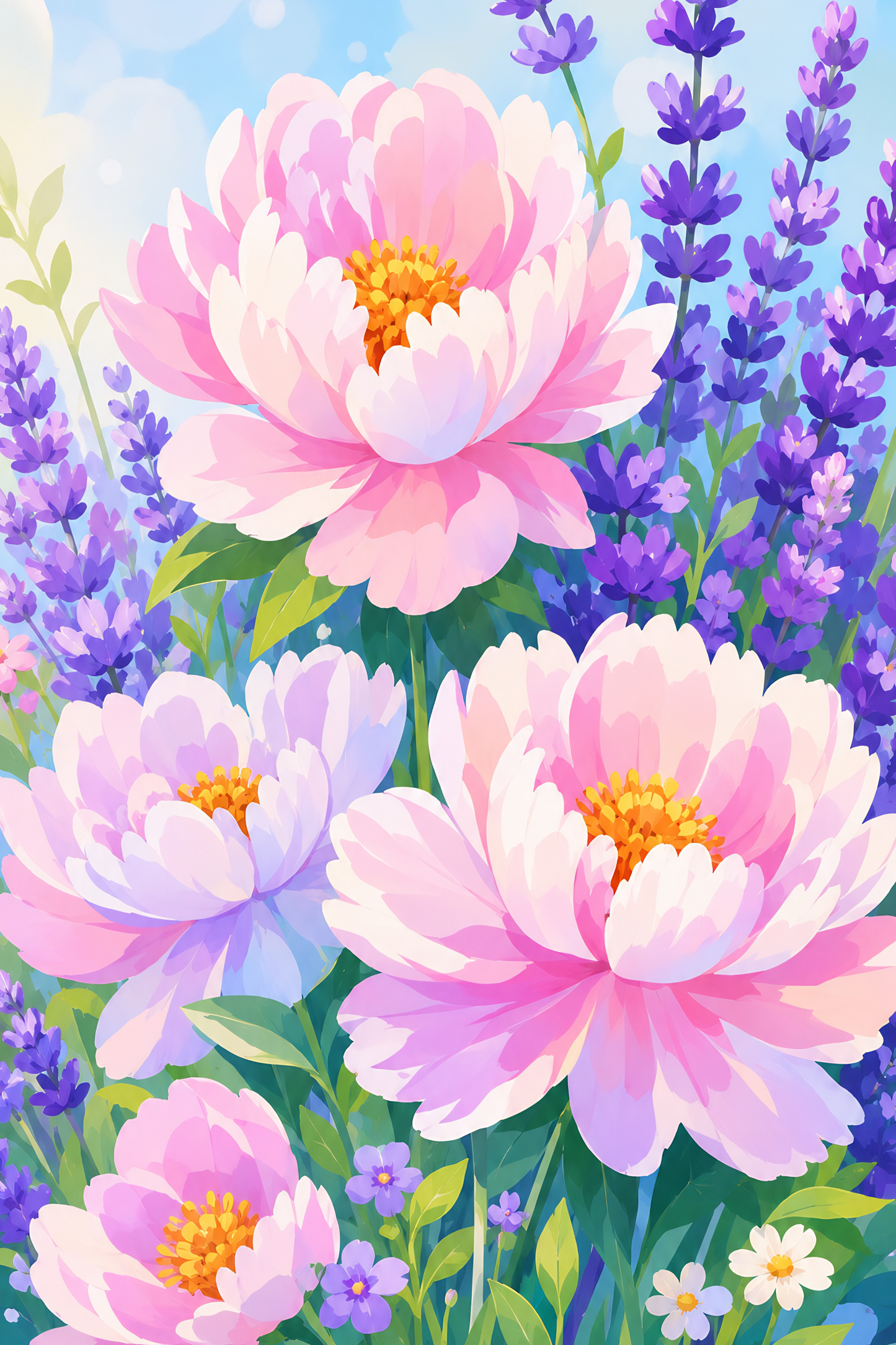 Blushing Garden Florals- Diamond Art Kit (40x60cm, Round Drill)
