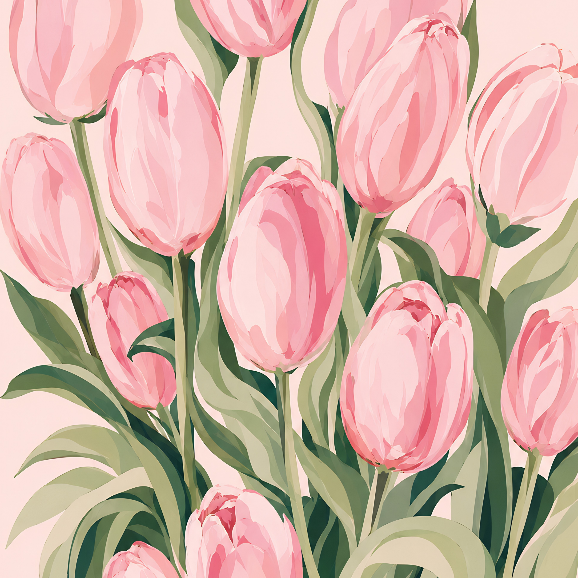 Blushing Tulips- Diamond Art Kit (40x60cm, Square Drill)