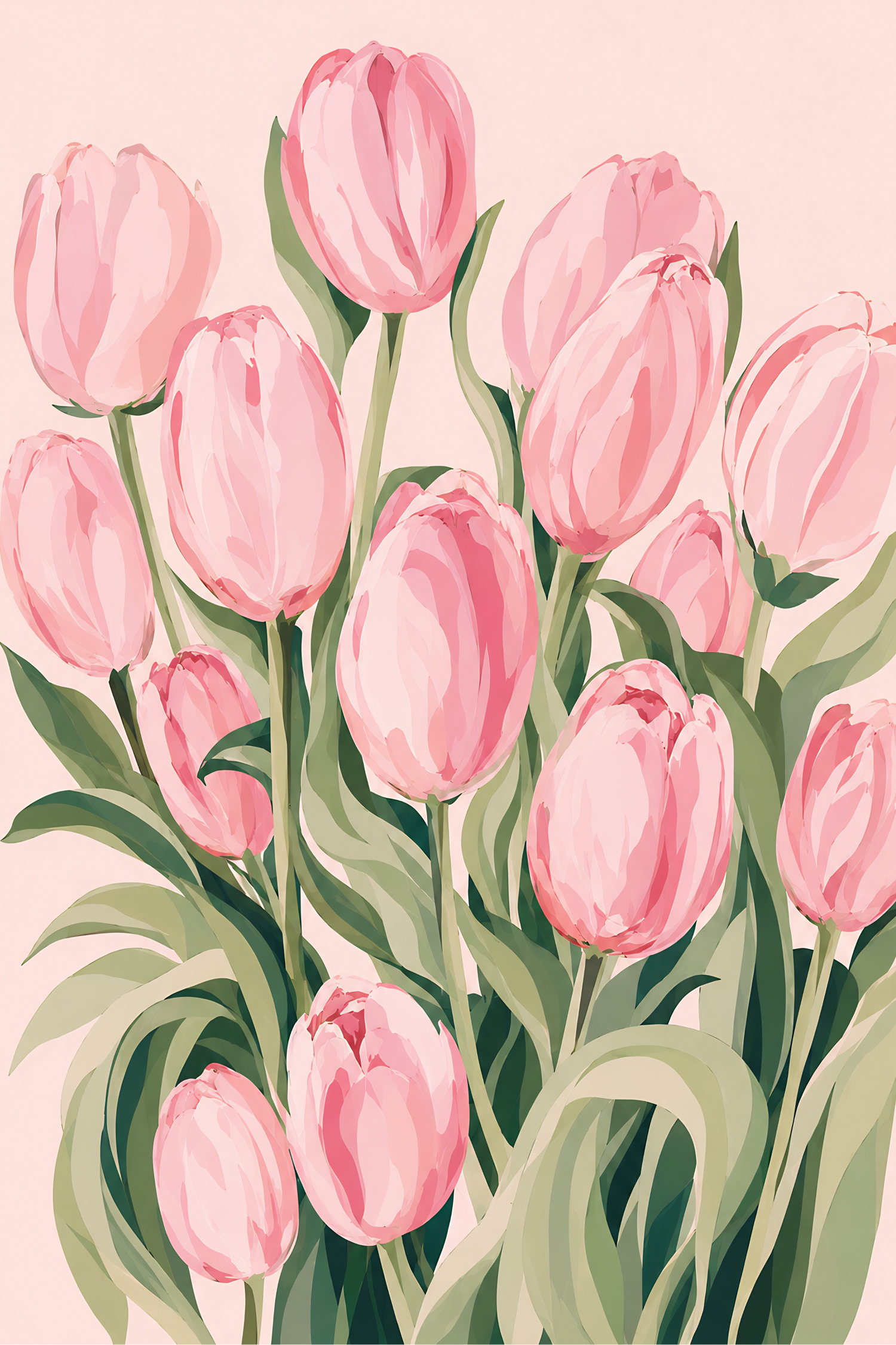Blushing Tulips- Diamond Art Kit (40x60cm, Square Drill)