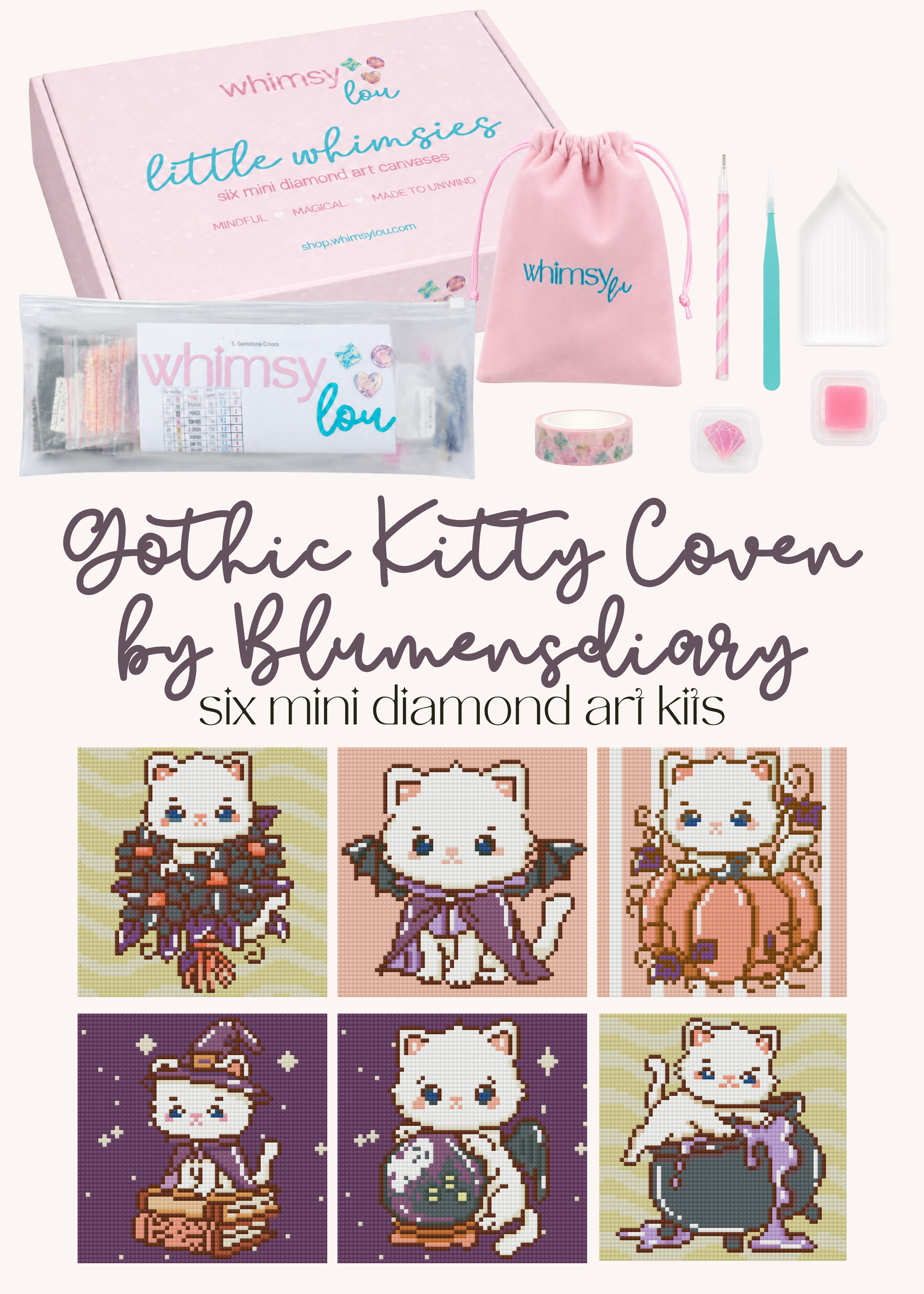 Gothic Kitty Coven by Blumensdiary – little whimsies Mini Diamond Art Set