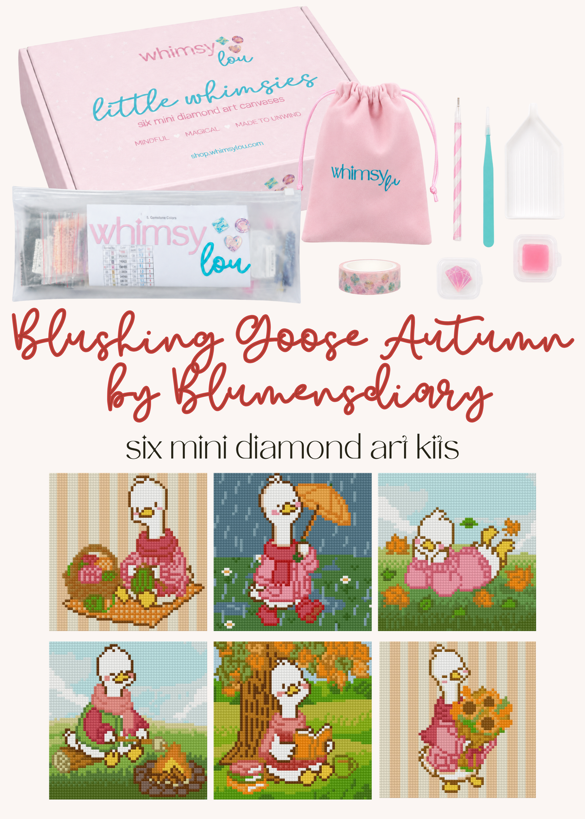 Blushing Goose Autumn by Blumensdiary – little whimsies Mini Diamond Art Set