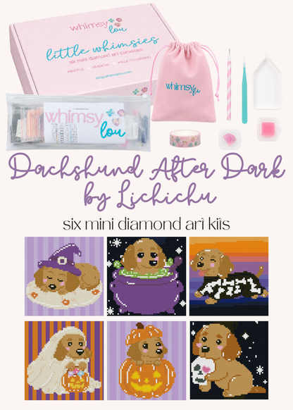 Dachshund After Dark by Lichichu – little whimsies Mini Diamond Art Set