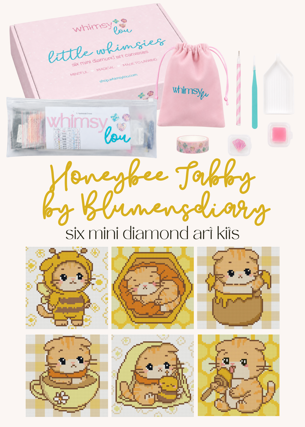 Honeybee Tabby by Blumensdiary – little whimsies Mini Diamond Art Set