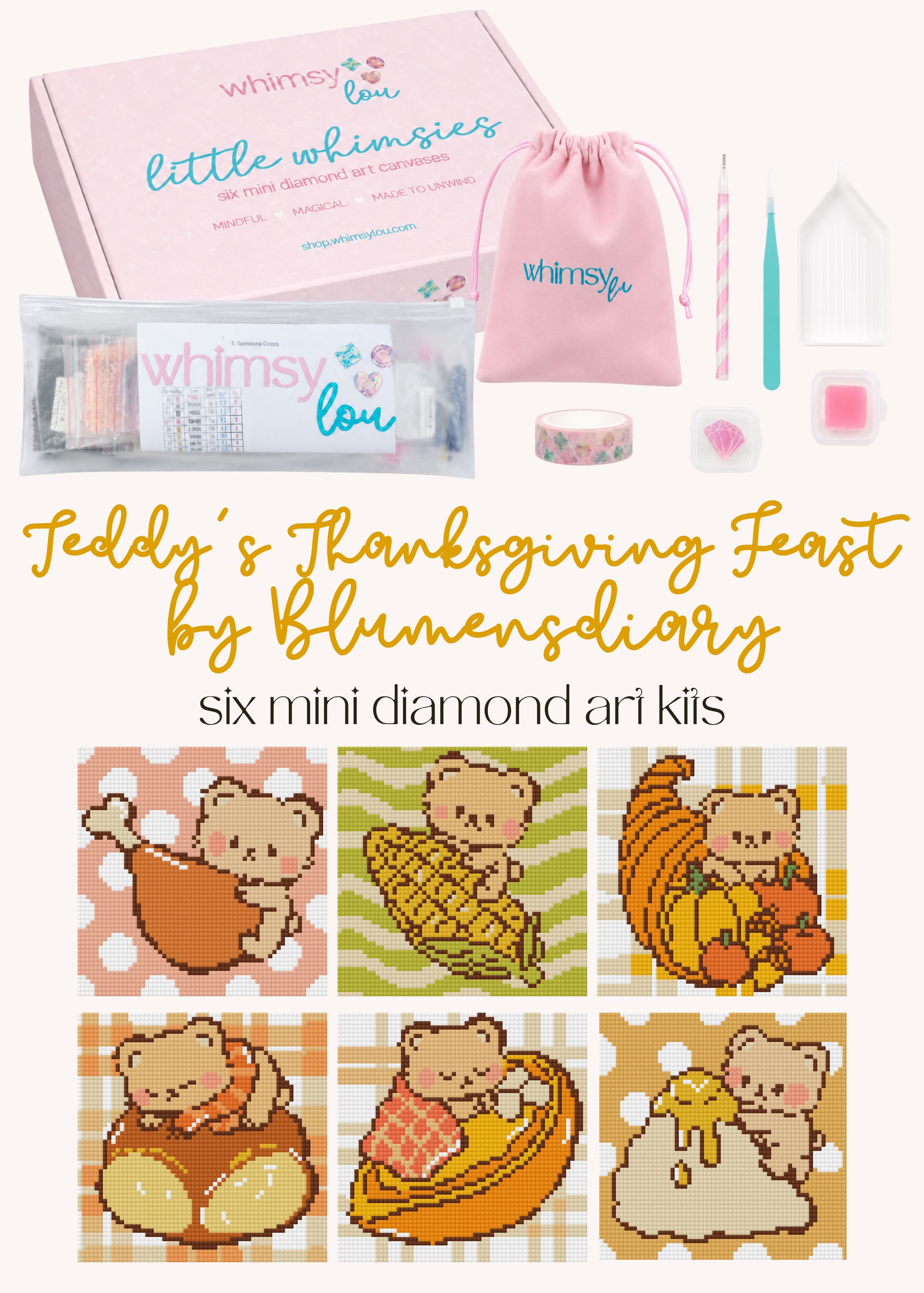 Teddy's Thanksgiving Feast by Blumensdiary – little whimsies Mini Diamond Art Set
