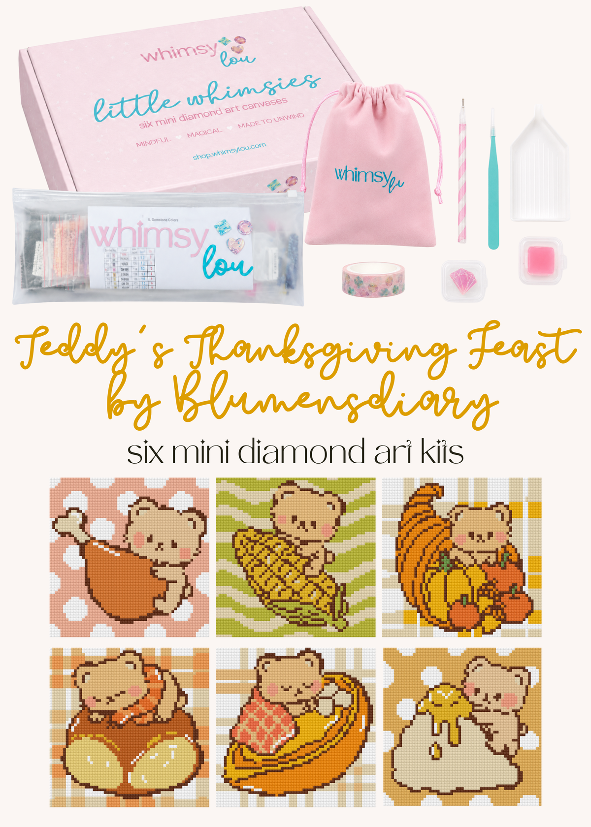 Teddy's Thanksgiving Feast by Blumensdiary – little whimsies Mini Diamond Art Set