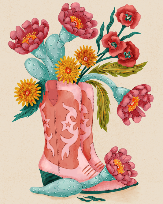 Boot Scootin Blossoms by Molly Marie Pea- Diamond Art Kit (40x50cm)