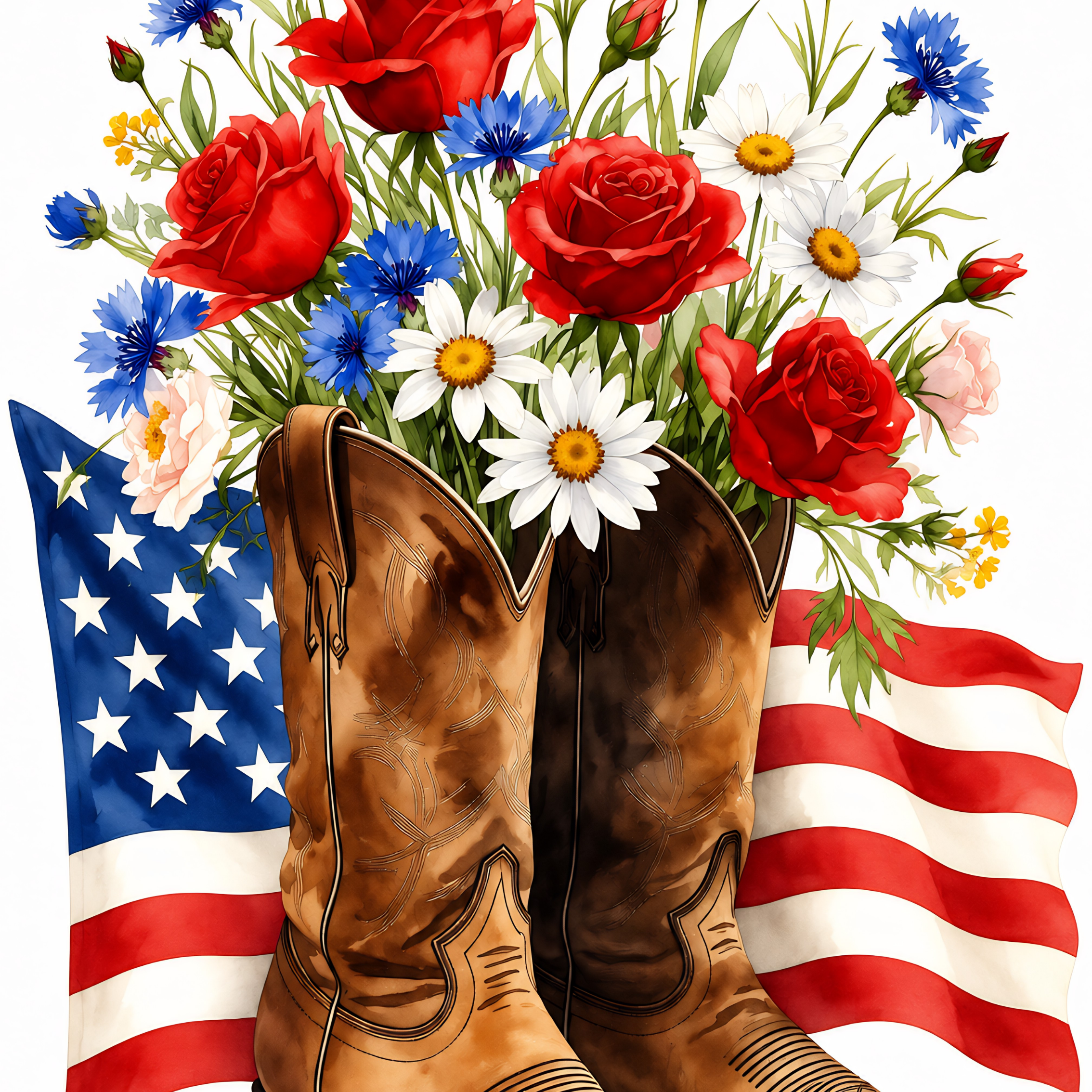 Brave Blooms & Boots- Diamond Art Kit (40x60cm, Square Drill)