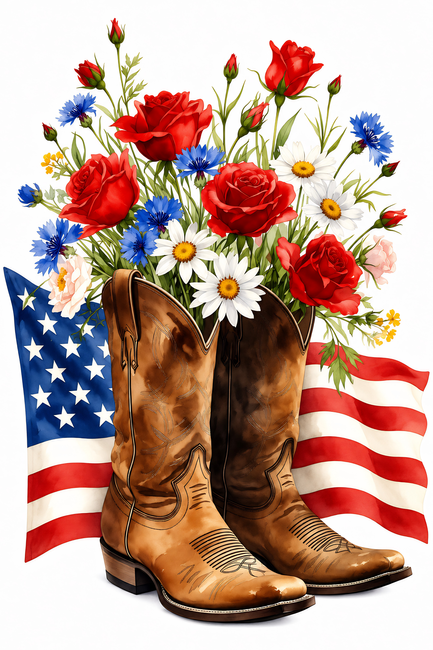 Brave Blooms & Boots- Diamond Art Kit (40x60cm, Square Drill)