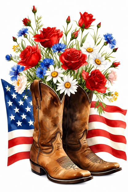 Brave Blooms & Boots- Diamond Art Kit (40x60cm, Square Drill)