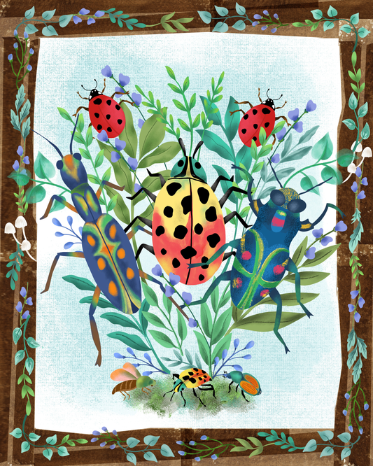 Bugs in Bloom by Lisa Powell Braun – Diamond Art Kit (40x50cm, Square Drill)