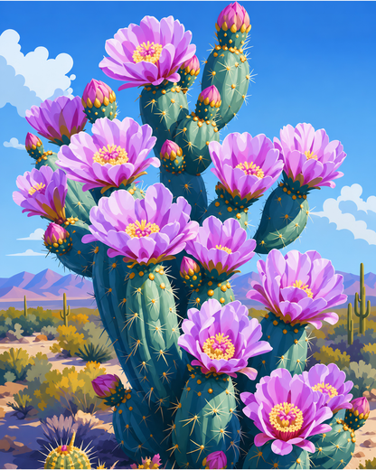 Cactus Blossom Sky- Diamond Art Kit (40x50cm, Square Drill)