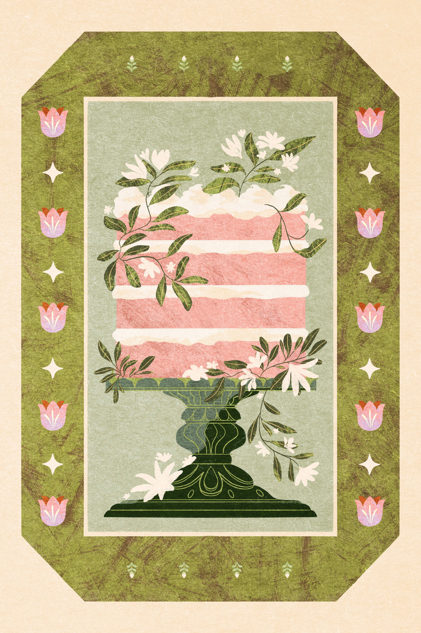 Cake & Flora by Amirah Sheikh- Diamond Art Kit (40x60cm, Square Drill)