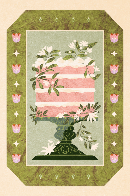 Cake & Flora by Amirah Sheikh- Diamond Art Kit (40x60cm, Square Drill)
