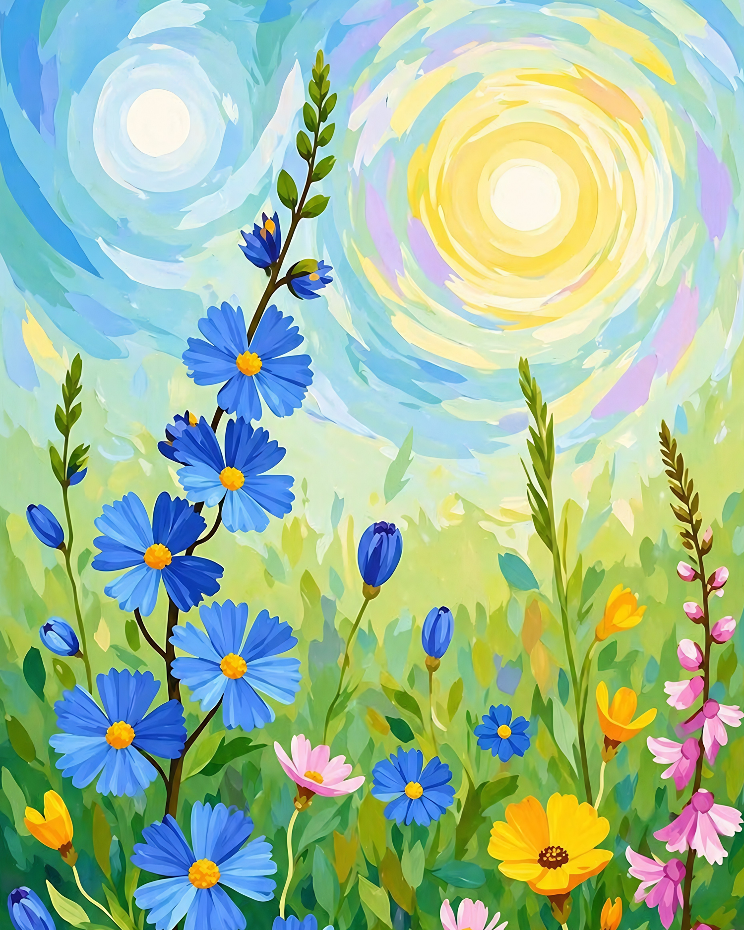 Celestial Meadow- Diamond Art Kit (40x50cm, Round Drill)